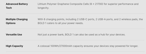 Charger UZE BOLD-1 Fast Charging 265W Power Bank With Wireless Black / Grey - Picture 5 of 12