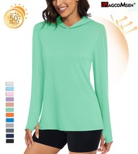 Women's UPF50 Hoodie UV Protection Hiking Shirts Lightweight Rash Guard T-Shirt