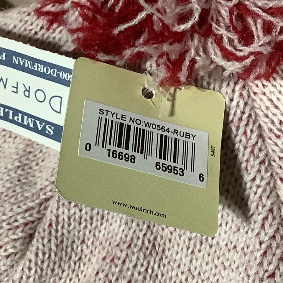 Gorro Woolrich RARO muestra de distribuidor nuevo con etiquetas lana invierno esquí sombrero rojo blanco Foto 4 de 4