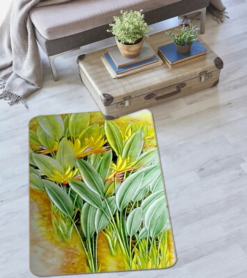 3D Carved Green Leaves NAO7738 Game Rug Mat Elegant Photo Carpet Mat Fay