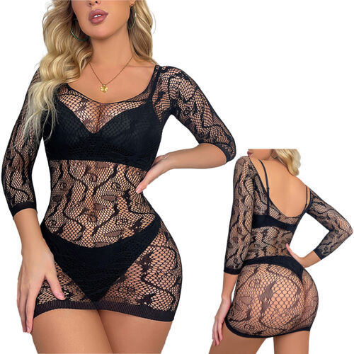 Mujeres Sexy Babydoll Red Mini Vestido Bodycon Elastizado Hueco Fiesta Ropa de Club - Imagen 12 de 18