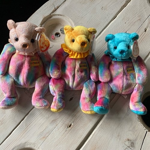 Ty Geburtstag Beanie Baby Bären - komplettes Set 12 Monate nicht mehr produziert - Bild 9 von 12