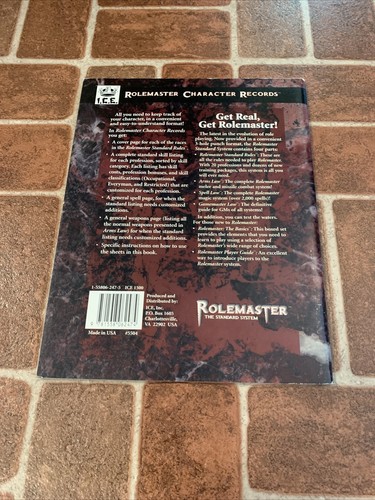 ROLEMASTER CHARACTER RECORDS John Curtis Game Aid I.C.E. RPG Book FREE SHIPPING - 第 3/6 張圖片