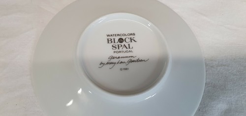 Block Spal Portugal 1980er Mary Lou Goertzen Geranien bemalte Untertasse - Bild 6 von 10
