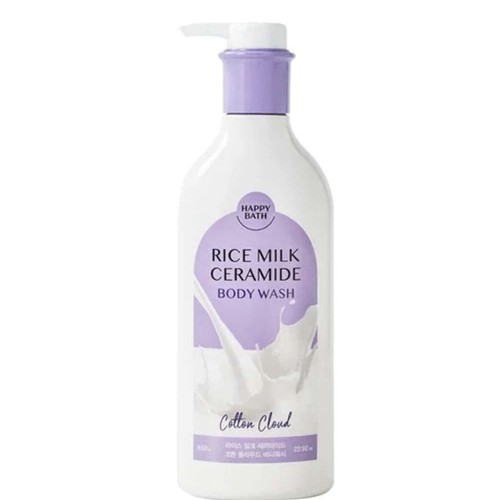 Happy Bath Rice Milk Ceramide Cotton Cloud 650g Body Wash Shower Gel Gift Woman
