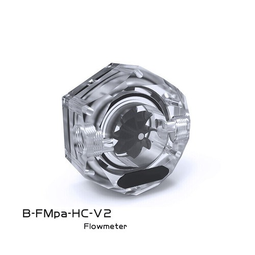 Bykski B-FMpa-HC-V2 G1/4' 2-Way 2 Holes Flow Indicator Flow Meter A-RGB Light - Afbeelding 1 van 20