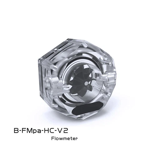 Bykski B-FMpa-HC-V2 G1/4' 2-Way 2 Holes Flow Indicator Flow Meter A-RGB Light