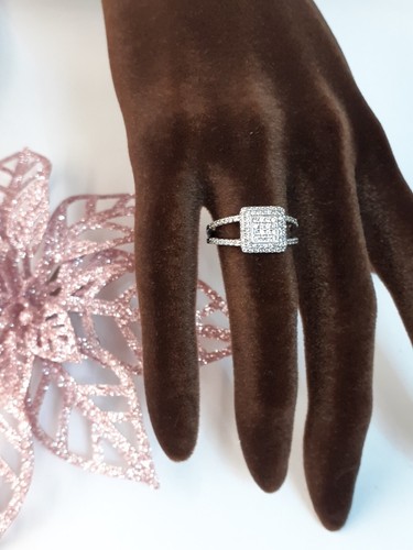 anello donna ragazza oro bianco 750 18 kt misura 16 zirconi idea regalo - Foto 2 di 4