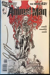 ANIMAL-MAN-1-New-52-Sketch-B-amp-W-Variant-DC-2011-SIGNED-BY-JEFF-LEMIRE