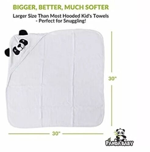 Panda Bear Hooded Baby Towel,Washcloth & Laundry Bag~ Natural Bamboo~Unisex - Picture 5 of 9
