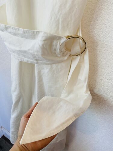 NWT club monaco belted linen blend A-line Midi Dress in white Women Size 8 $229 - Picture 7 of 10