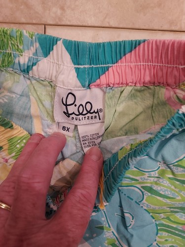 Lilly Pulitzer Girl's 6x Elastic Waist Casual Cotton Shorts - Beach Design - Picture 3 of 3