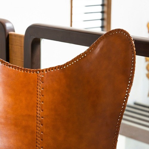 Top Quality Vintage New leather Brown Butterfly Chair With Foldable Iron Frame - Picture 6 of 8
