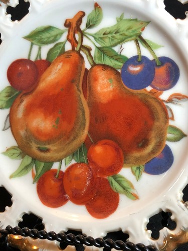 Vintage Brinns Reticulated Fruit Plate, with Pear and Cherries, Japan - Picture 4 of 9