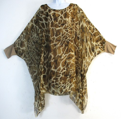 Top foderato da donna Lagenlook 100% seta stile caftano 8 colori taglia unica: plus - Foto 9 di 37