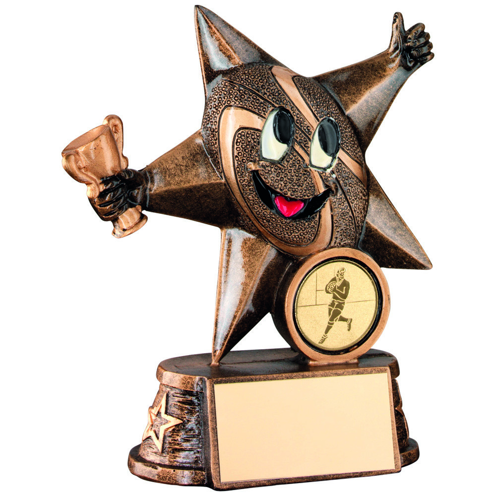 Rugby FUN Star Rugby Ball Novelty Comic Trophy Award FREE Engraving 2 Sizes Rugby FUN Star Rugby Ball Novelty Comic Trophy Award FREE Engraving 2 Sizes