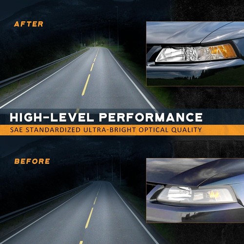 WEELMOTO Pair Headlights Assembly For 1999-2004 Ford Mustang Chrome Left+Right - Picture 7 of 10