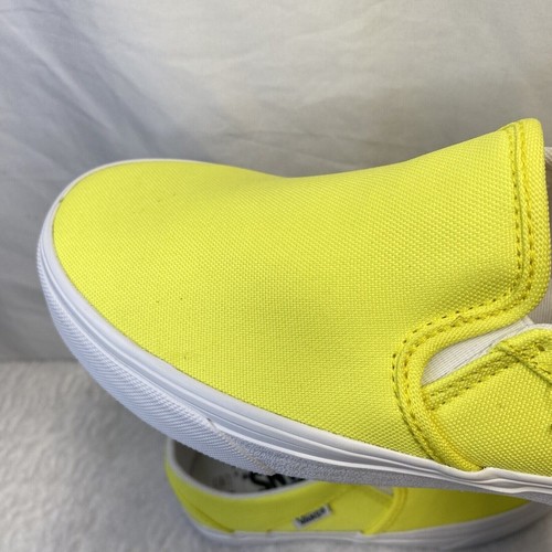 VANS Asher Canvas Casual Slip-On Sneakers Shoes Women Sz 5.5 Neon Yellow/White - Picture 4 of 11