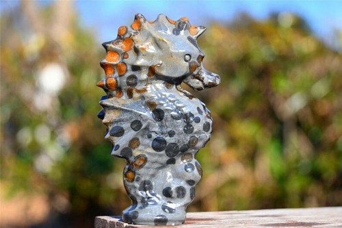3.2" Leopard print stone carved Sea Horse Natural reiki Crystal decor gift 1pc - Picture 2 of 8