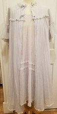Vintage 60's Saks Fifth Avenue Peignoir Accordion Pleated Nightgown Robe Set S