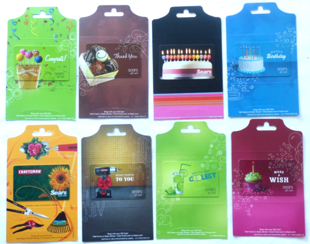 Sears Gift Card LOT of 8 - On Original Backing -Craftsman -Collectible -No Value Sears Gift Card LOT of 8 - On Original Backing -Craftsman -Collectible -No Value