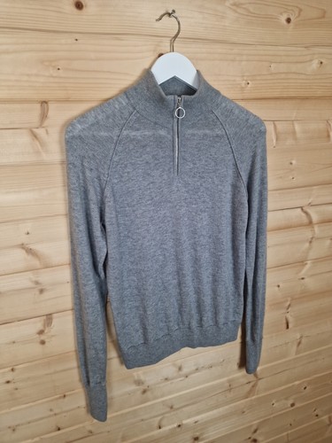 Whistles Quarter Zip Jumper Knit Grey Wool Cashmere Blend Soft Cropped UK 10 - Picture 7 of 14