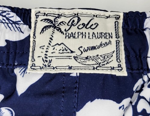 Polo RALPH LAUREN Boys 4T Swim TRUNKS Aloha BEAR Luau SHORTS Navy & White Floral - Picture 12 of 12