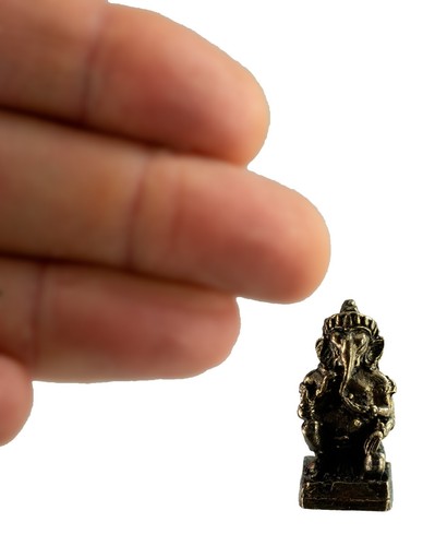 Statuette Ganesh Kniend aus Messing Figürchen Amulett Thailand 280 - Picture 2 of 6