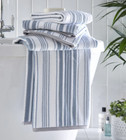 Regency Stripe Blue Bathroom Hand Towel 100% Cotton