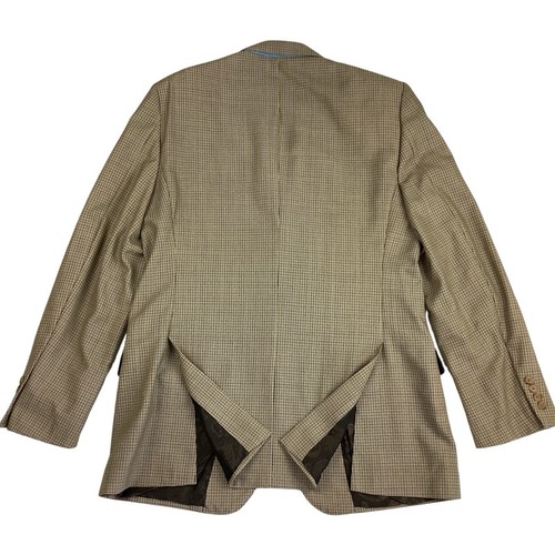 Giacca blazer Robert Talbott Carmel blu marrone micro quadri 42R doppio due bottoni - Foto 4 di 14