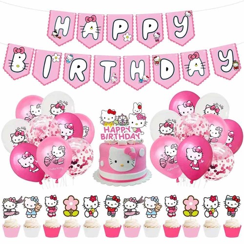 35PCS/Set Pink Kitty Birthday Party Decorations Balloons Banner Bunting - Picture 10 of 10
