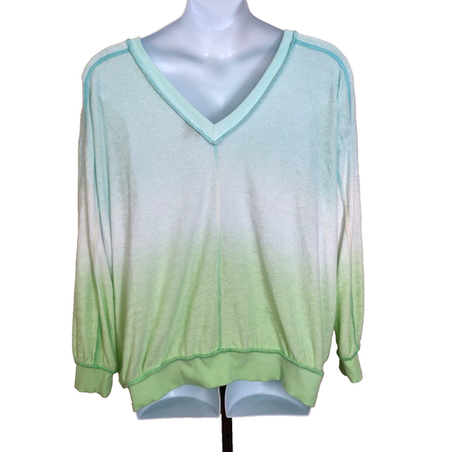 Torrid 2 Green Ombre Reverse Terry Drop Shoulder Sweatshirt Women's Plus 2X - Picture 6 of 11