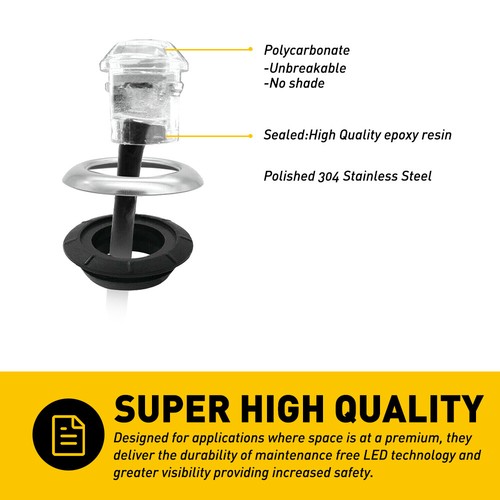 100x 3/4" Round White LED Side Marker Light Stainless Base For Truck Trailer 12V - Picture 7 of 12