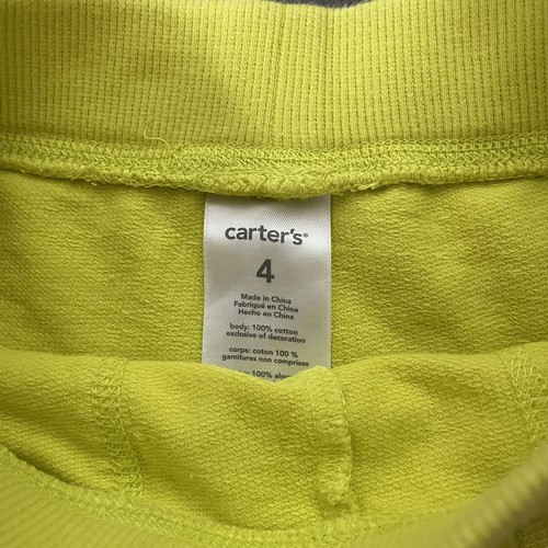 Girl’s Carter’s Neon Chartreuse Cotton Shorts Size 4 - Picture 2 of 3