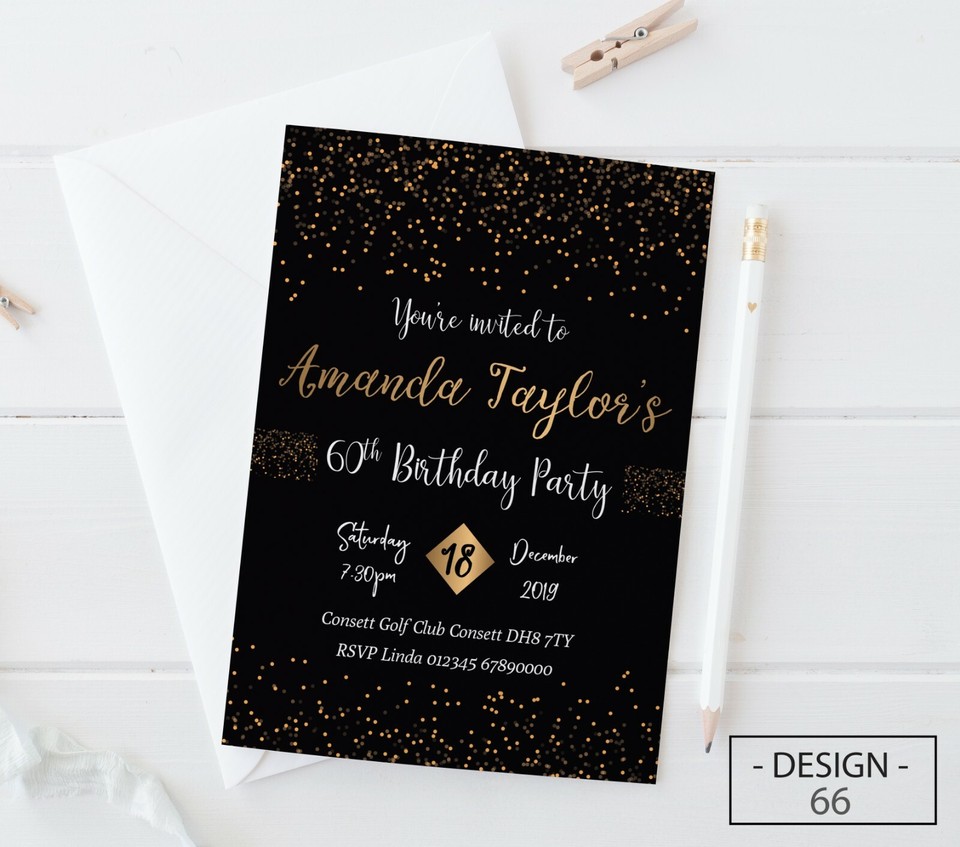 18th 21st 30th 40th 50th 60th Birthday Invitations Personalised, Party
