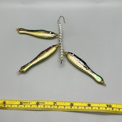 Rare Blown Glass Christmas Ornament Vintage Beaded Fish Stringer Holiday Decor - Imagen 6 de 13