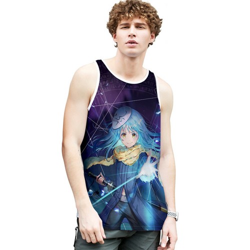 Men's Summer Anime T-Shirt Sleeveless Tank Top Unisex Adults/Teens Vest Tee - Picture 10 of 21