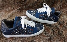Zadig Voltaire  Womens Bijou Gem Stud Leather and Suede Sneakers Sz 36(us6) 