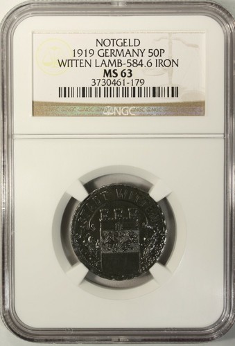Germany 50 Pfennig 1919 NGC MS 63 UNC City of Witten Lamb-584.6 Iron Notgeld