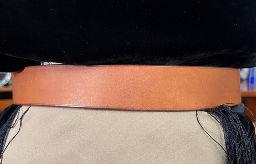 NEW RALPH LAUREN COLLECTION EQUESTRIAN TAN LEATHER BELT ART DECO HOOK BUCKLE S - Bild 5 von 5