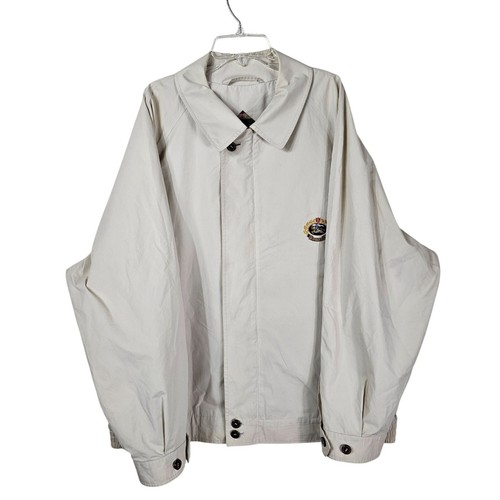 Vintage 90er Burberry Herren Full Zip Jacke L beige besticktes Wappen leicht