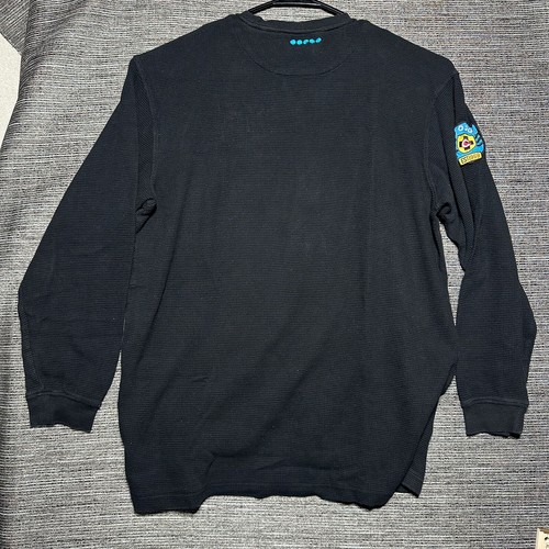 VINTAGE Coogi Shirt Mens 2XL Black Waffle Knit Thermal Crewneck Pullover Y2K - Picture 15 of 18