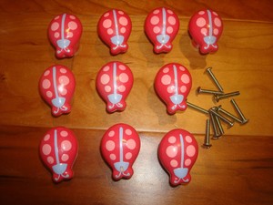 Ladybug Drawer Cabinet Pulls Knobs Pink Blue Girls Kids Dresser