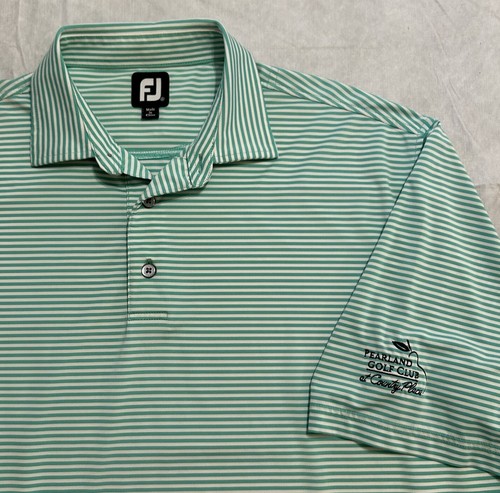 FootJoy FJ Pearland Golf Club at Country Place Men’s XL Green White Stripe - Picture 1 of 6