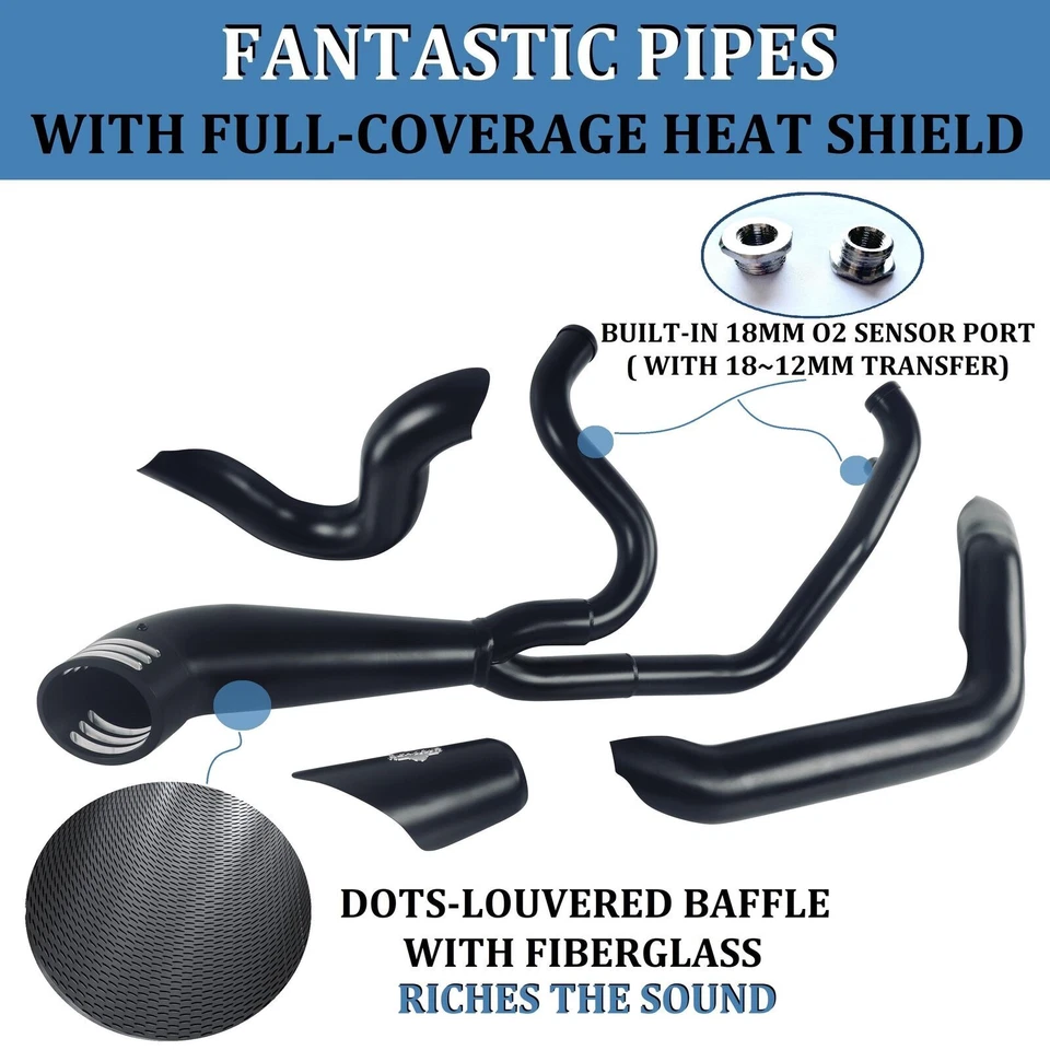 Escape SHARKROAD 2 en 1 para Harley Softail 2018-up, Fat Boy, Deep Rumble Foto 3 de 4