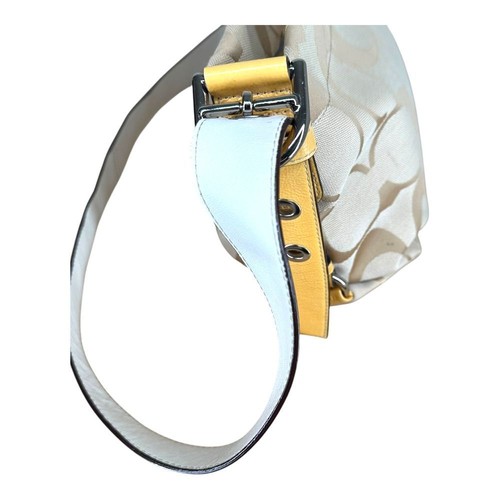 Coach Signature East West Duffle Shoulder Bag Y2K Tan Cream Logo Travel - Picture 8 of 17