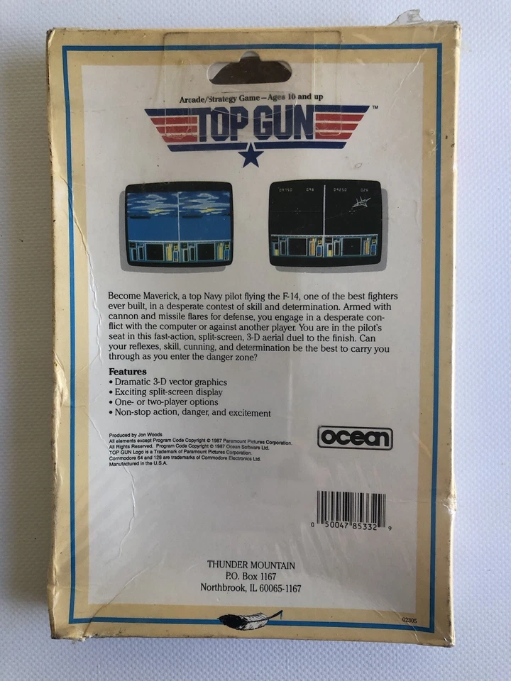 SEALED 1987 Vintage Top Gun Commodore 64 128 Ocean Thunder Mountain storage wear - Image 2 of 4