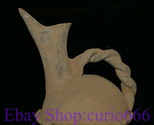Rare tasse à soldes théière ancienne Chine Dadiwan Yangshao culture poterie poignée dynastie 16"