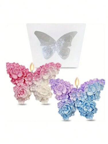 2pcs Flower Butterfly Silicone Candle Molds Soap Making Mould Chocolates Mold - Picture 2 of 3