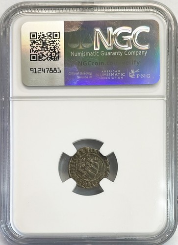 1342 -1382 SILVER HUNGARY SILVER DENAR LUDWIG I SEATED KING COIN NGC XF 45 - Picture 2 of 2